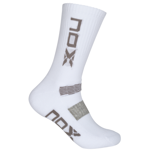 Calcetines de Pádel NOX Media Caña 2025 Blanco/Gris