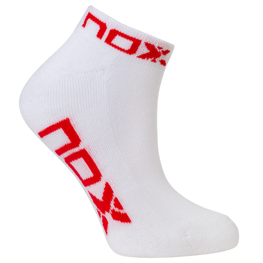 Calcetines de Pádel NOX Tobilleros Pinkies 2025 Blanco/Rojo